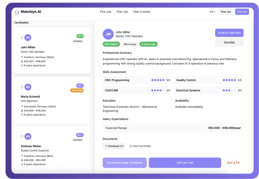 Matchlyn.AI Dashboard